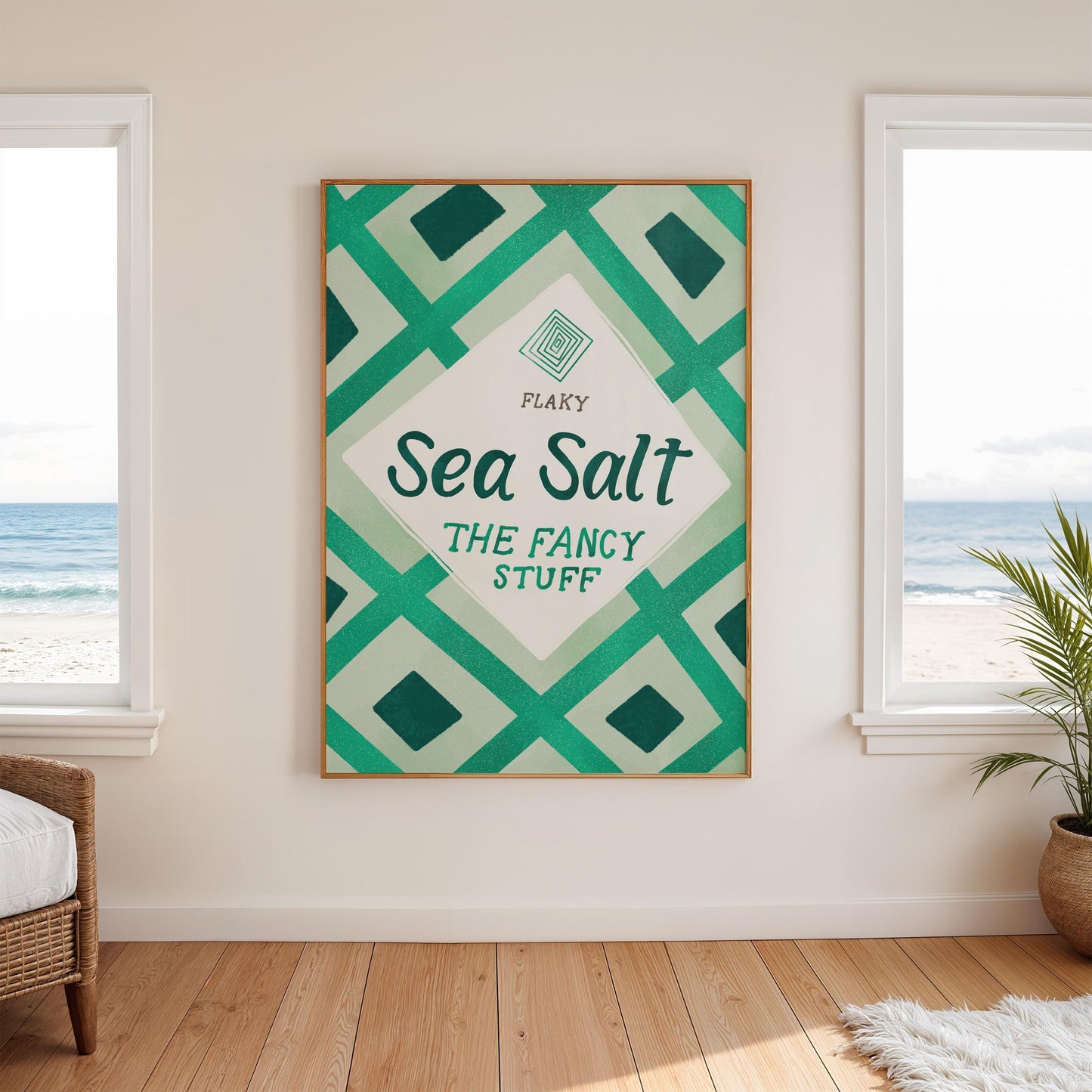 Maldon Sea Salt Print | Green Kitchen Decor | Retro Pantry Wall Art | Chef Gift