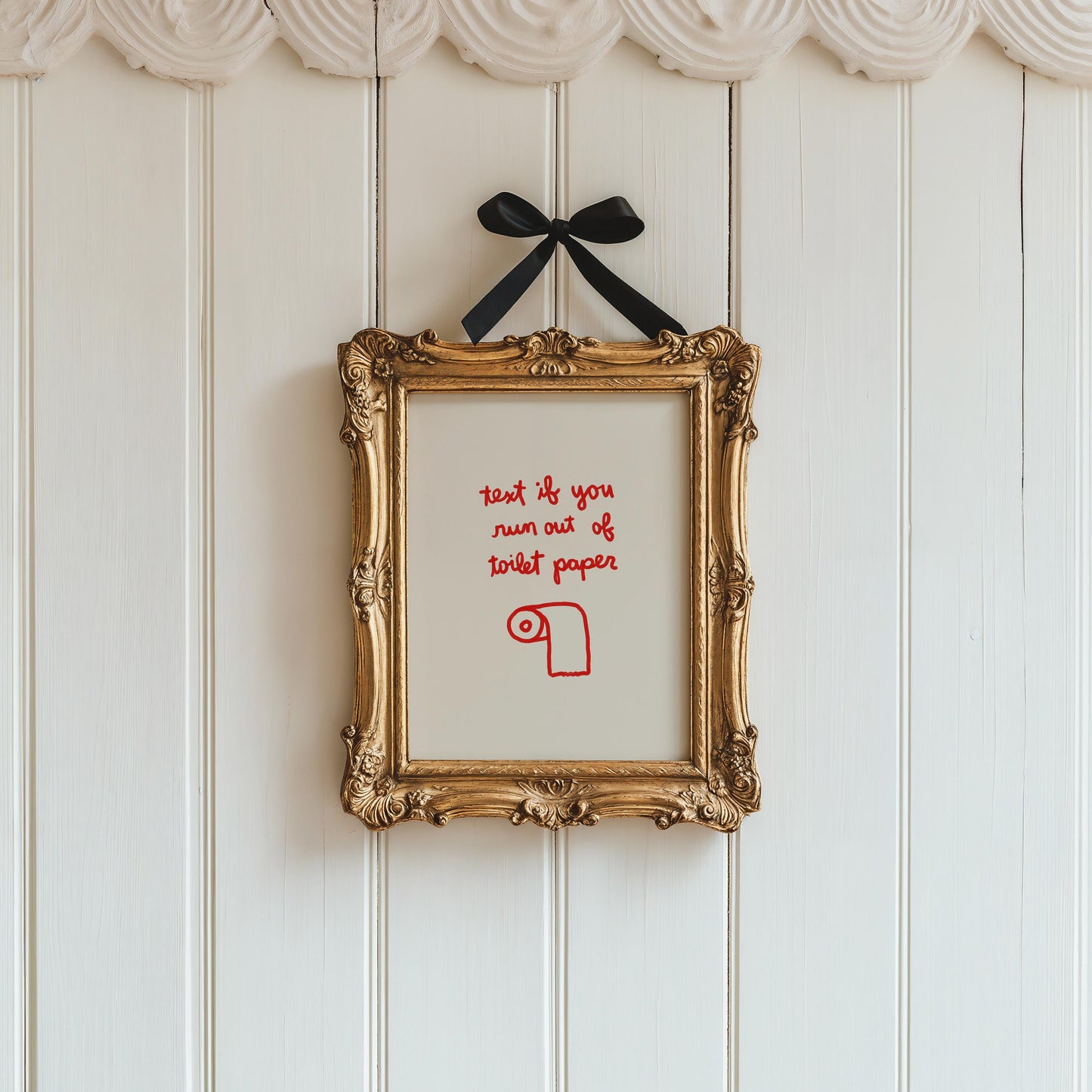Red Text If You Need Toilet Paper Print | Funny Bathroom Wall Art | Playful Guest Powder Room Decor