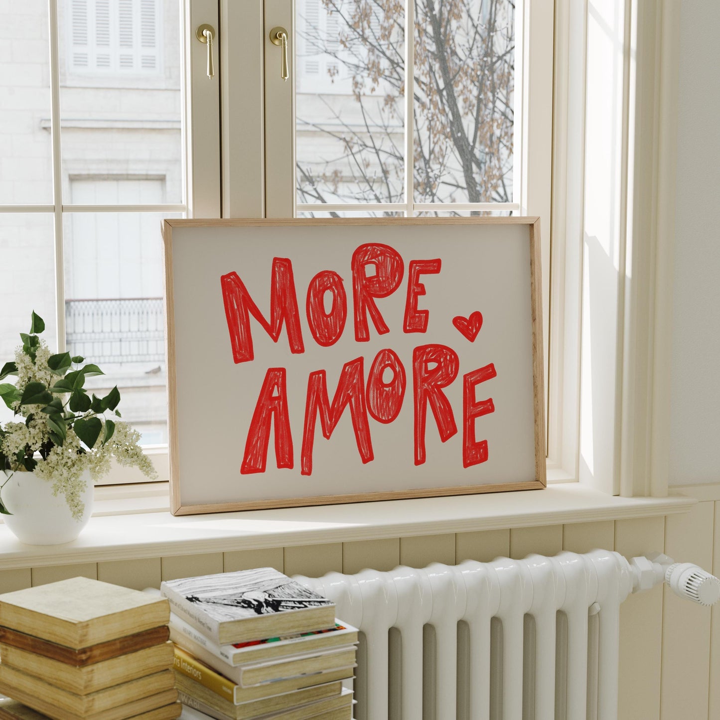 More Amore Wall Art | Red Typography Print | Romantic Bedroom Art