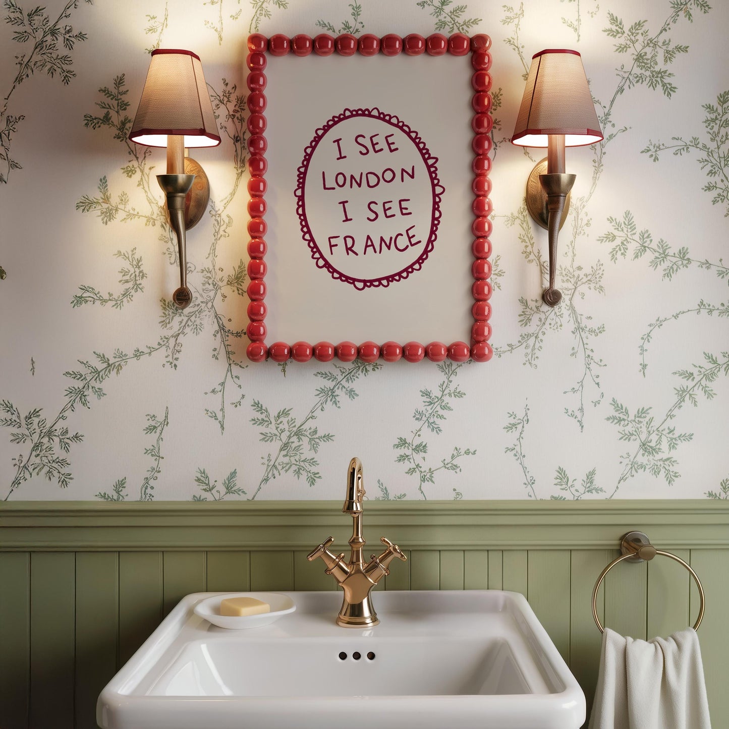 I See London I See France Print | Funny Bathroom Decor | Cheeky Wall Art | Burgundy