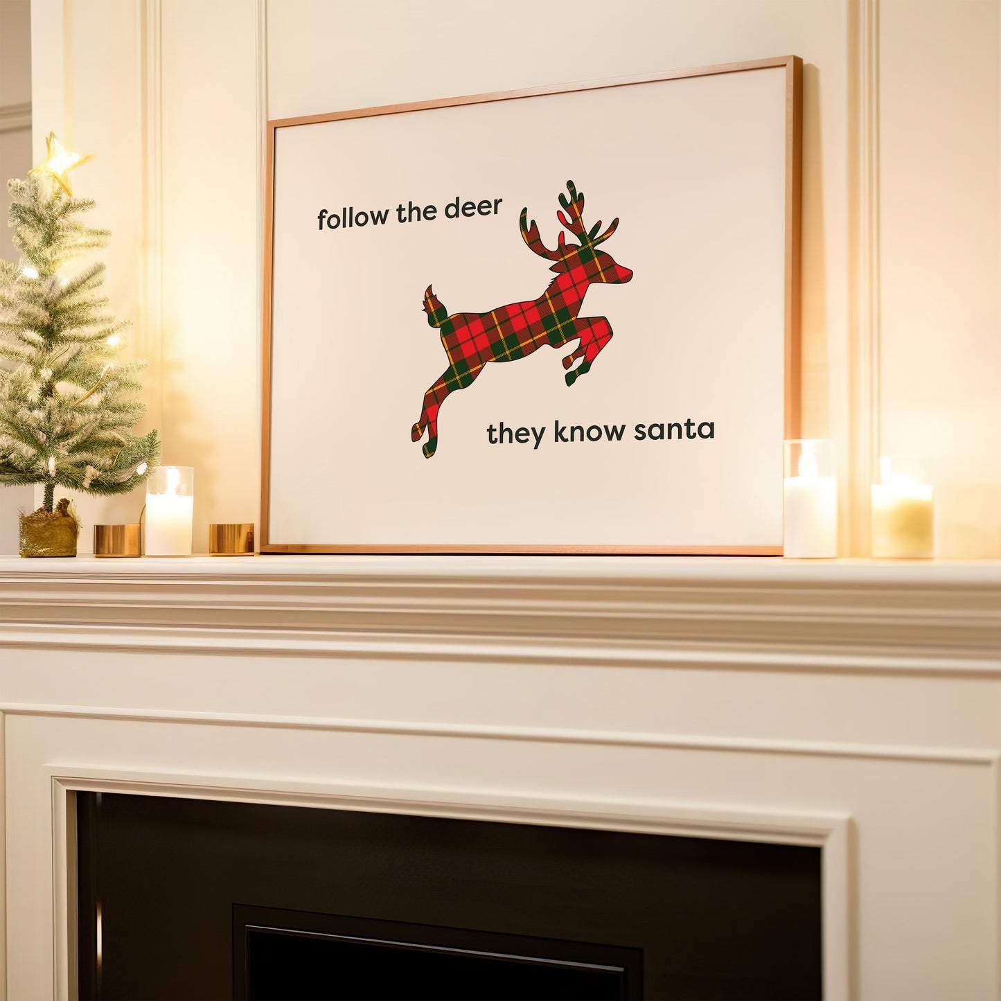 Plaid Reindeer Sign