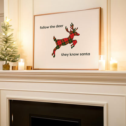 Plaid Reindeer Sign