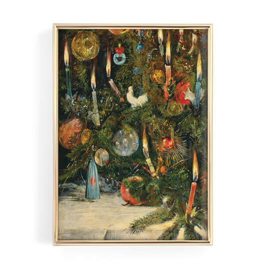Vintage Christmas Tree Lights Painting