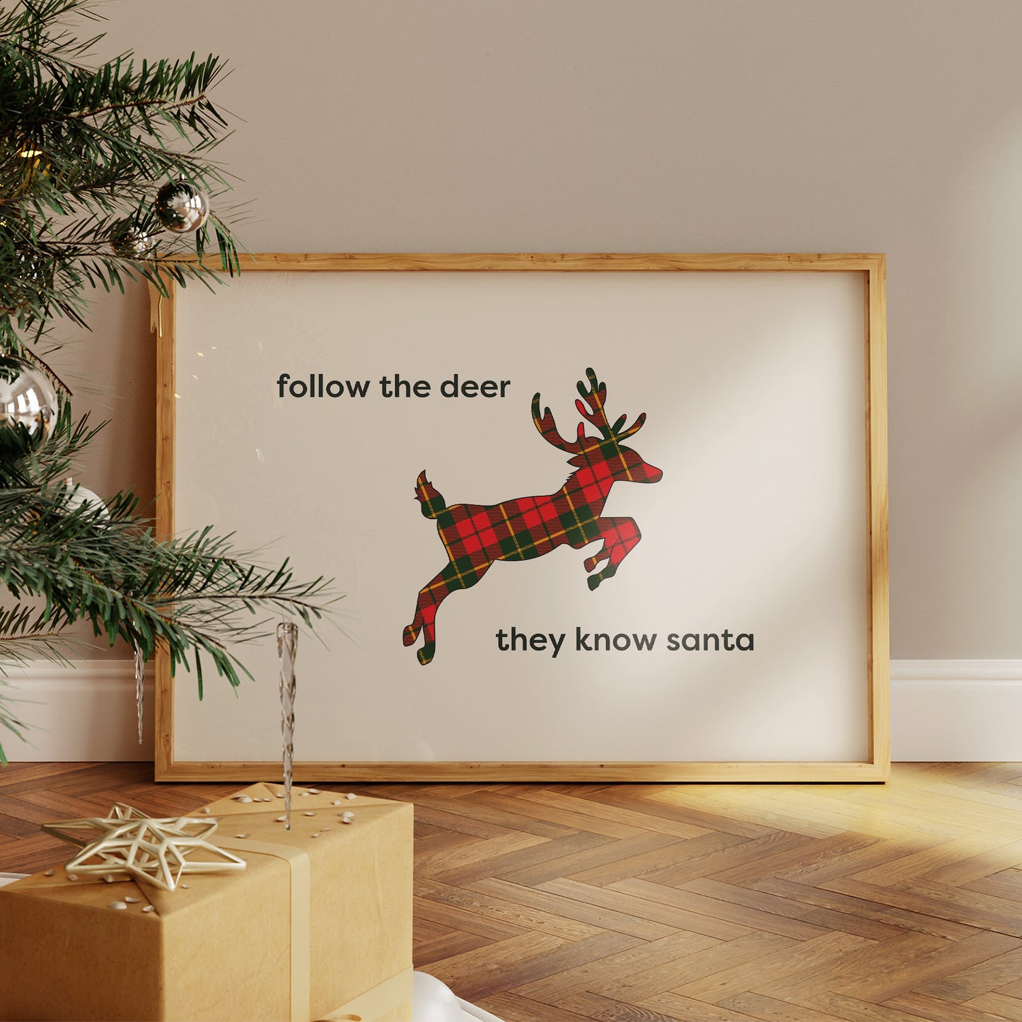 Plaid Reindeer Sign