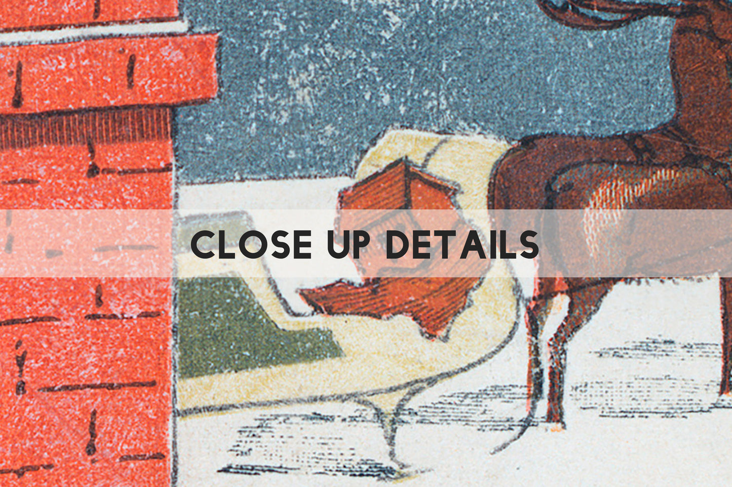 Santa and Reindeer Coming Down Chimney