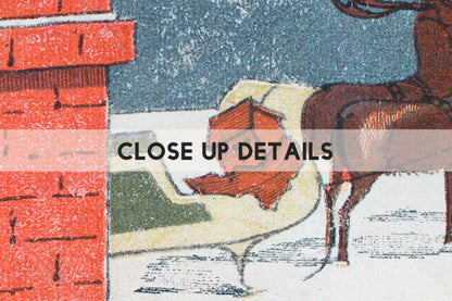 Santa and Reindeer Coming Down Chimney