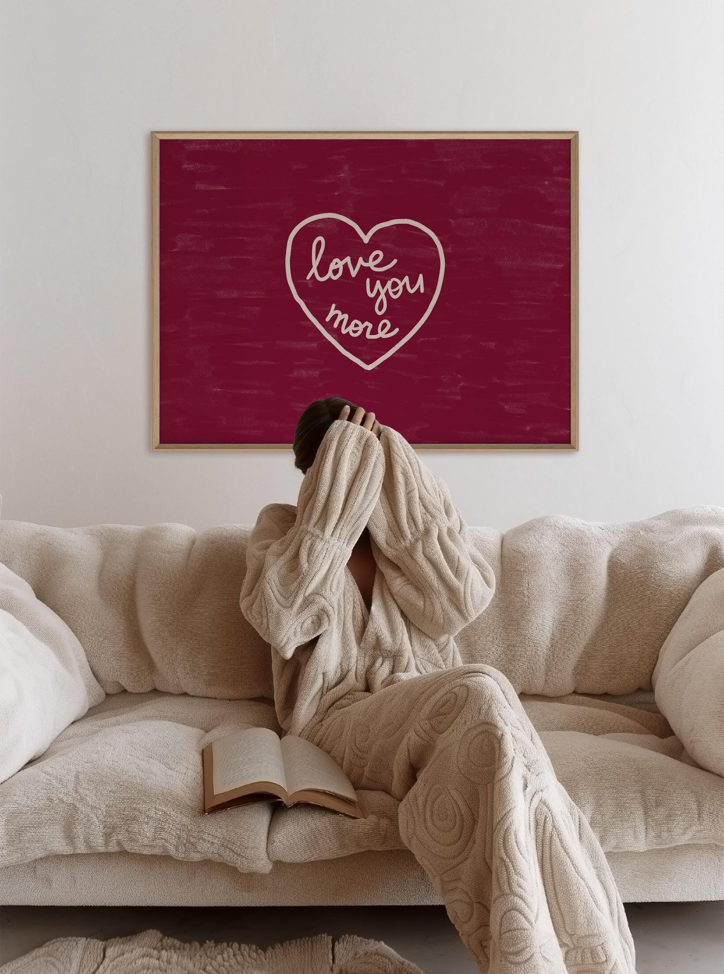 Love You More Print | Burgundy Romantic Wall Art | Cozy Bedroom Decor