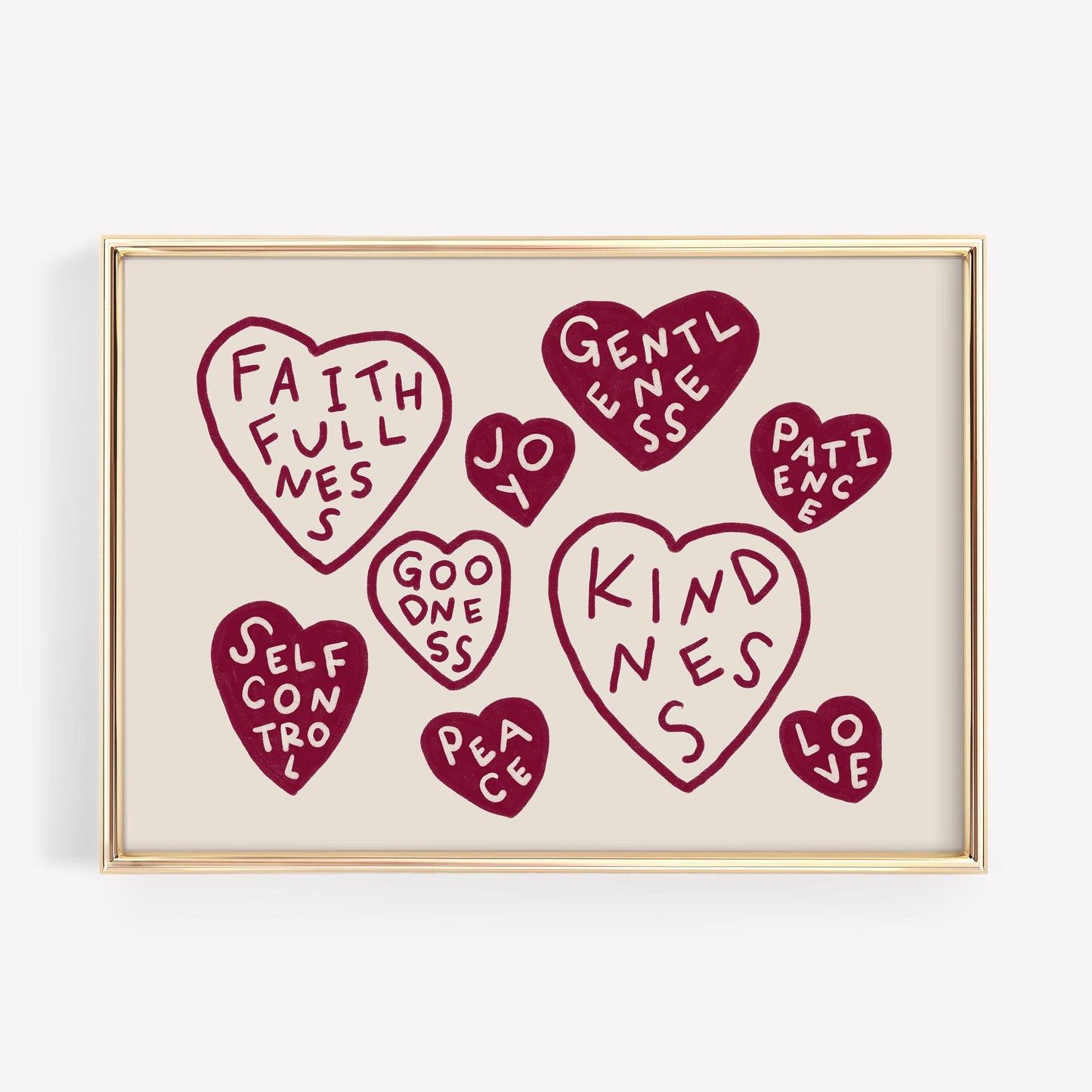 Fruits Of The Spirit Print | Burgundy Christian Wall Art | Faith Home Decor For Bedroom