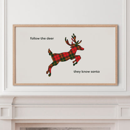 Plaid Reindeer Christmas Quote