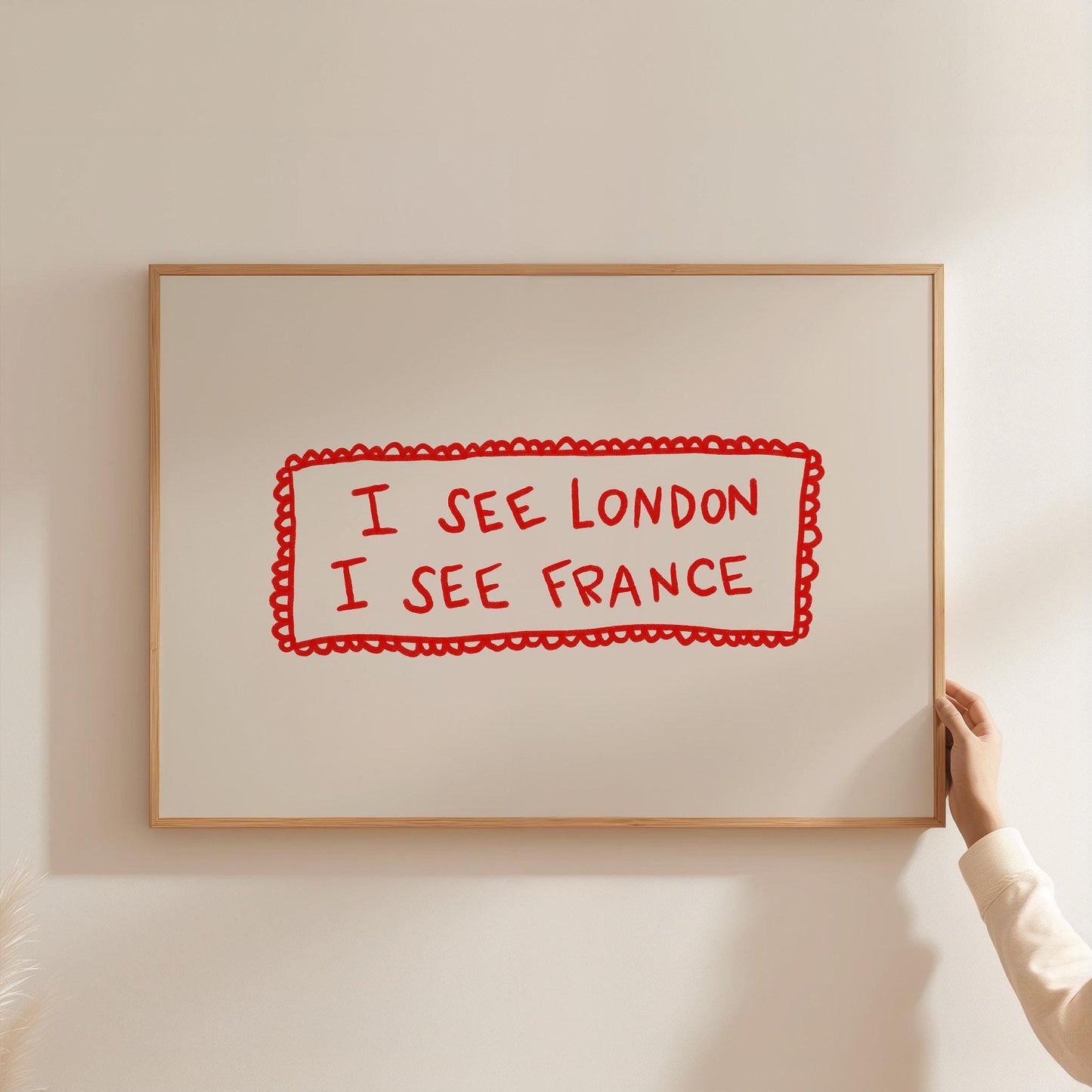 I See London I See France Print | Cheeky Bathroom Wall Art | Red Quote | Playful Decor