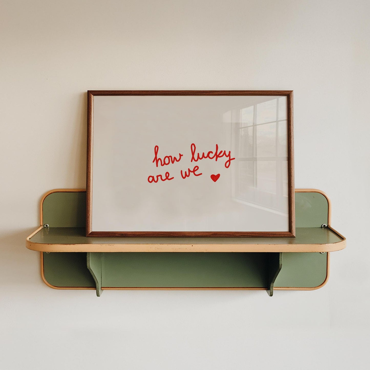 How Lucky Are We Print | Red Love Quote | Romantic Wall Art for Bedroom