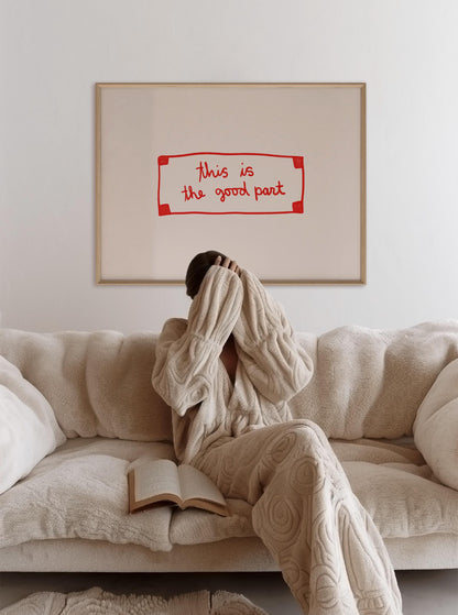 This Is The Good Part Fortune | Red Wall Art Print | Motivational Quote Poster | Minimalist Typography