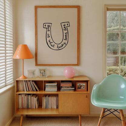 Lucky Wall Art | Horseshoe Decor | Neutral Home Decor | Positive Quote Print