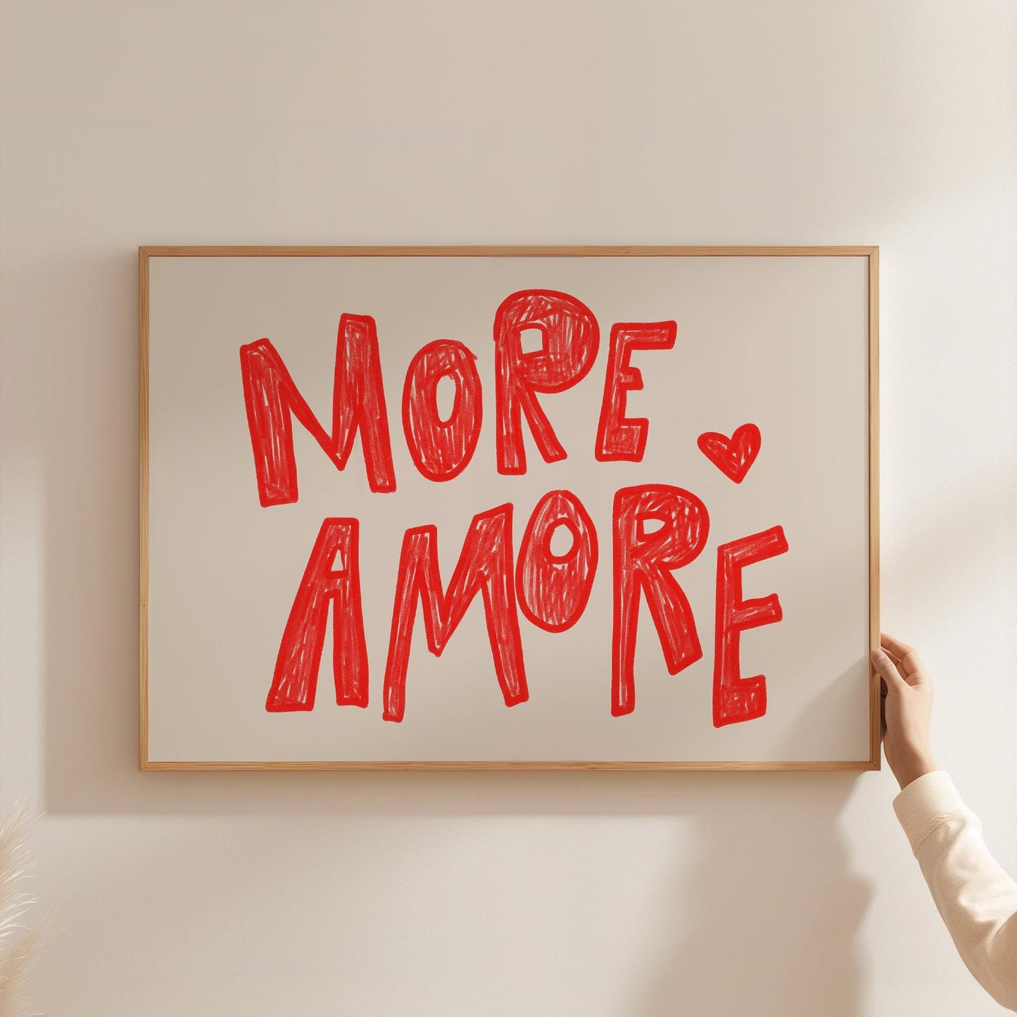More Amore Wall Art | Red Typography Print | Romantic Bedroom Art