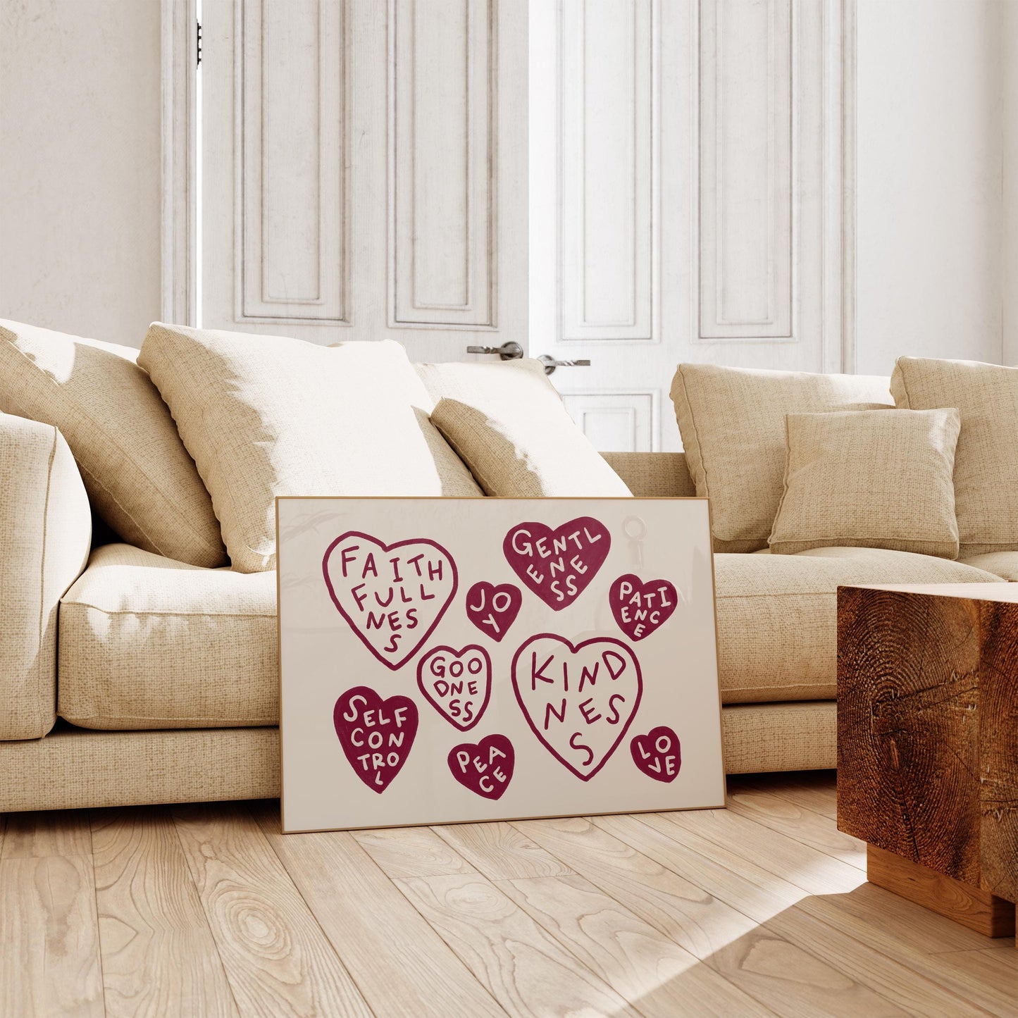 Fruits Of The Spirit Print | Burgundy Christian Wall Art | Faith Home Decor For Bedroom