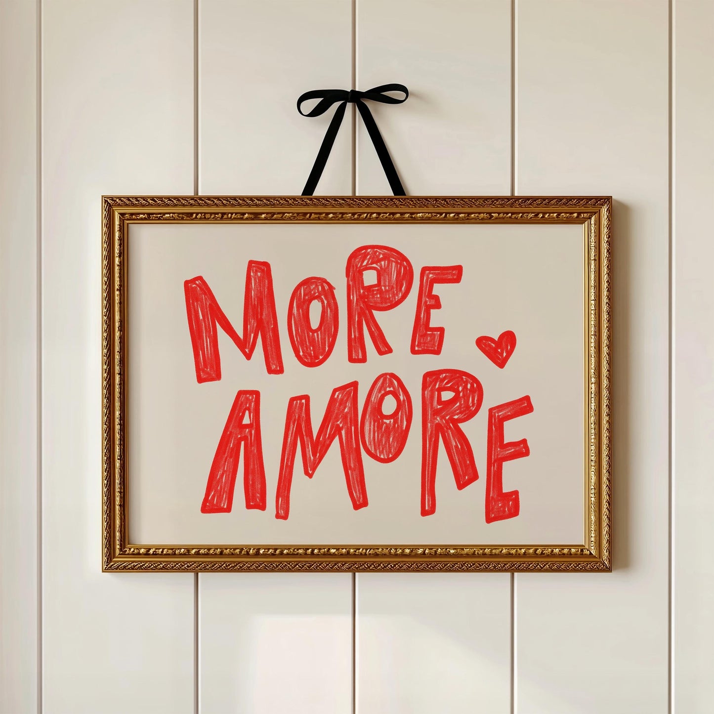 More Amore Wall Art | Red Typography Print | Romantic Bedroom Art
