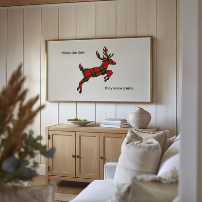 Plaid Reindeer Christmas Quote