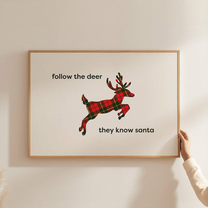 Plaid Reindeer Sign