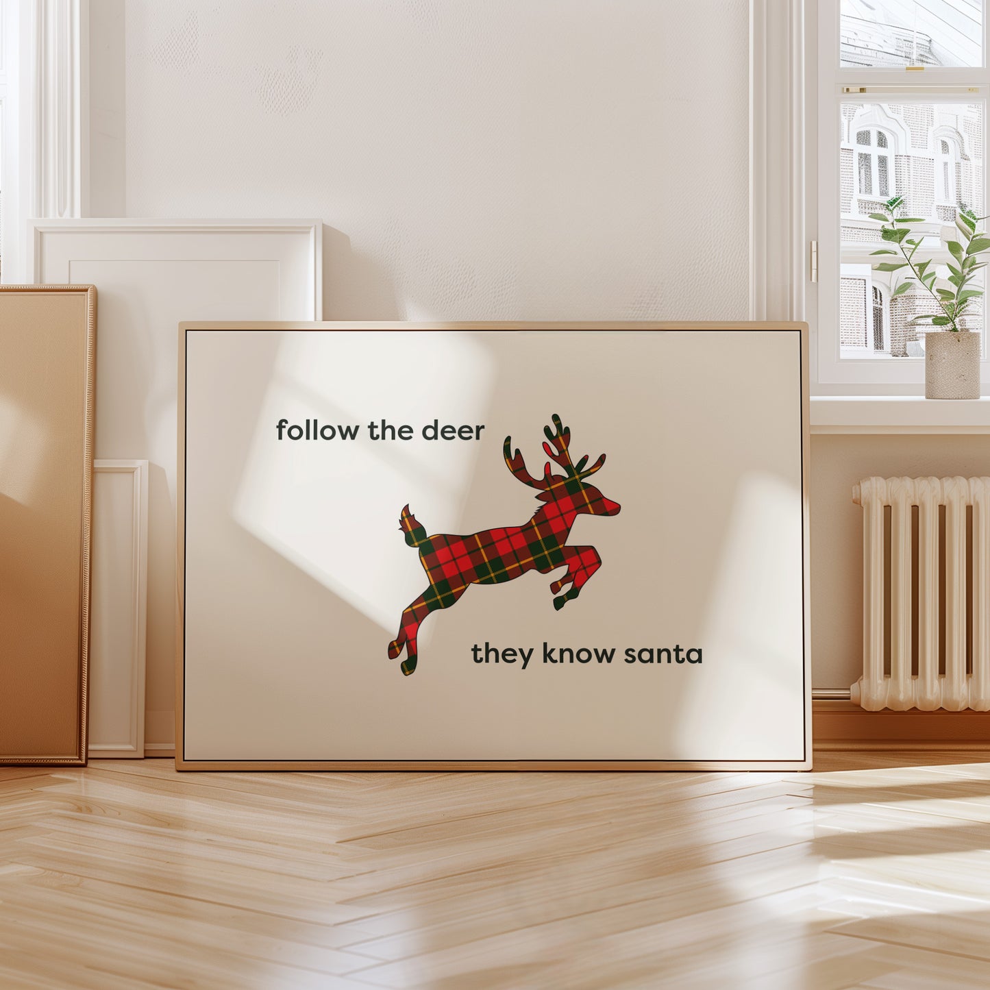 Plaid Reindeer Sign