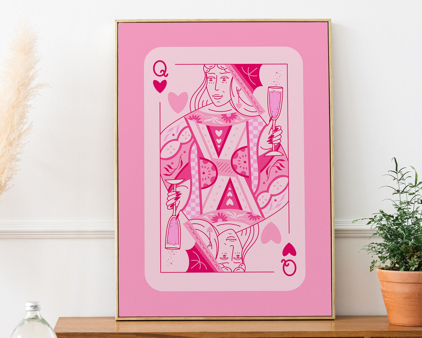 Pink Queen of Hearts Playing Card