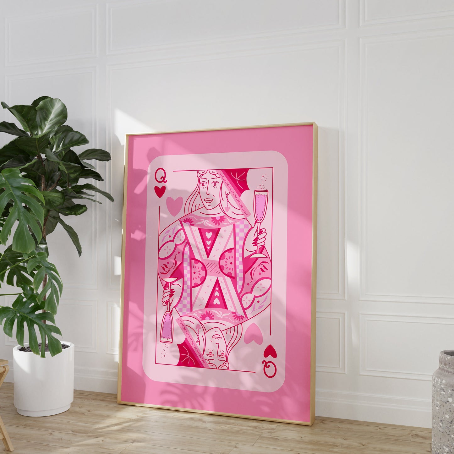 Pink Queen of Hearts Playing Card