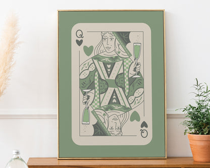 Sage Green Queen of Hearts