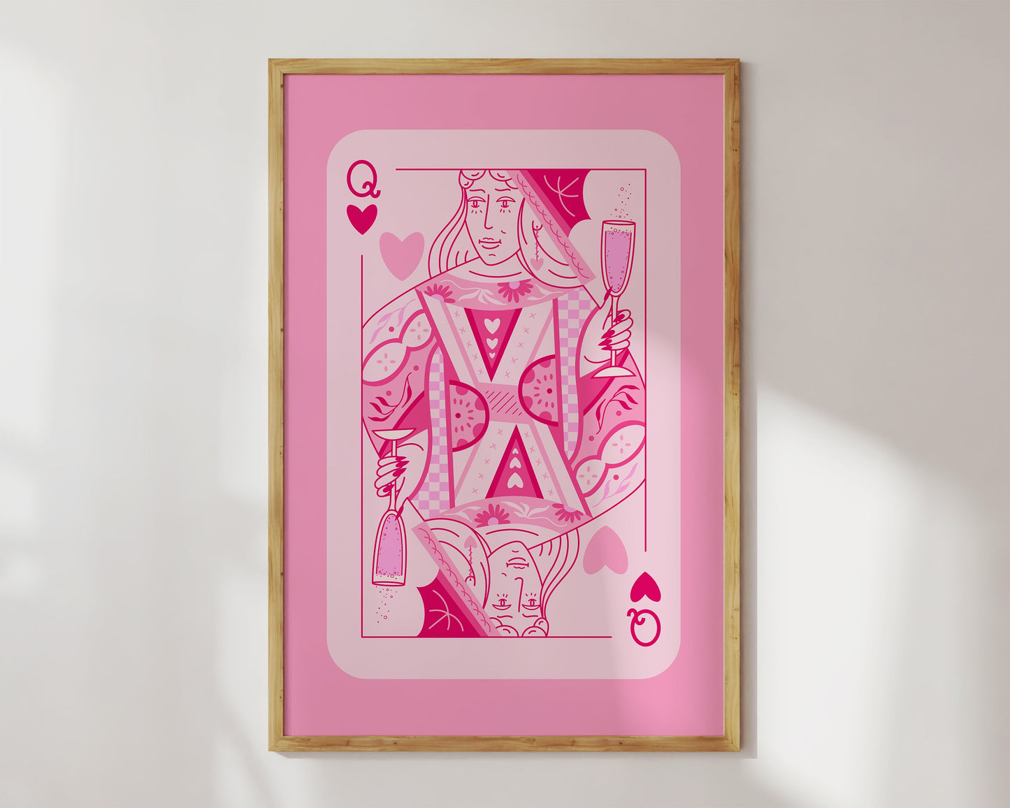 Pink Queen of Hearts Playing Card
