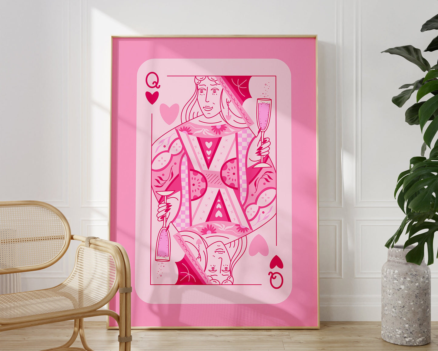 Pink Queen of Hearts Playing Card
