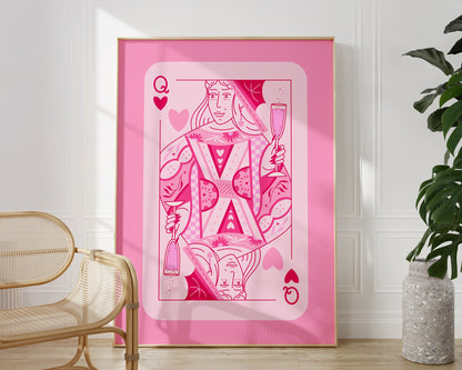 Pink Queen of Hearts Playing Card