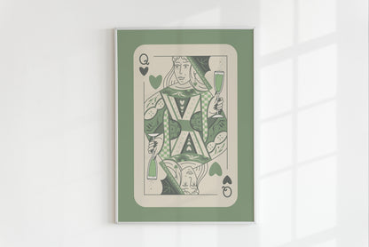 Sage Green Queen of Hearts