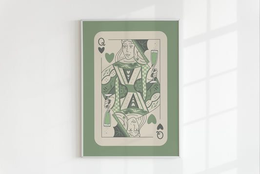 Sage Green Queen of Hearts