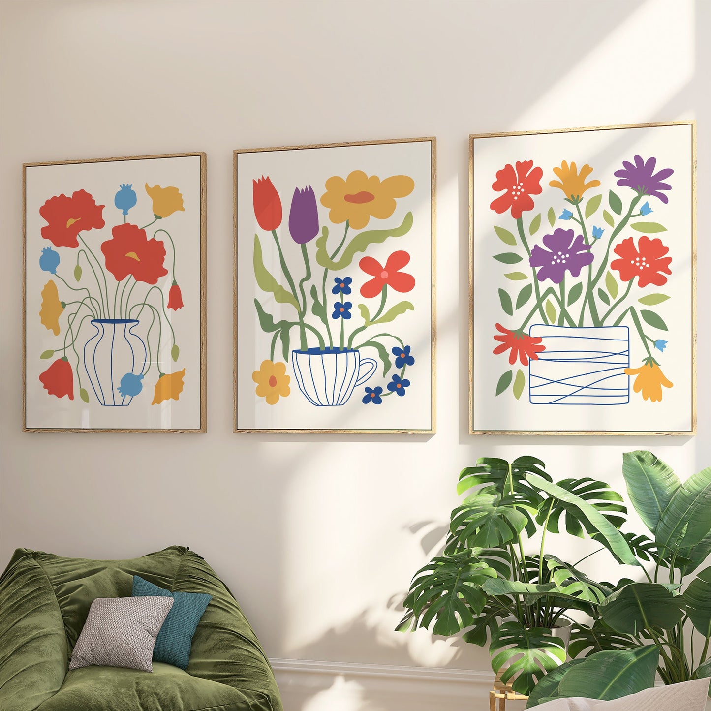 Floral Potted Plants Set