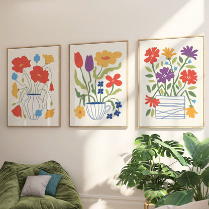 Floral Potted Plants Set