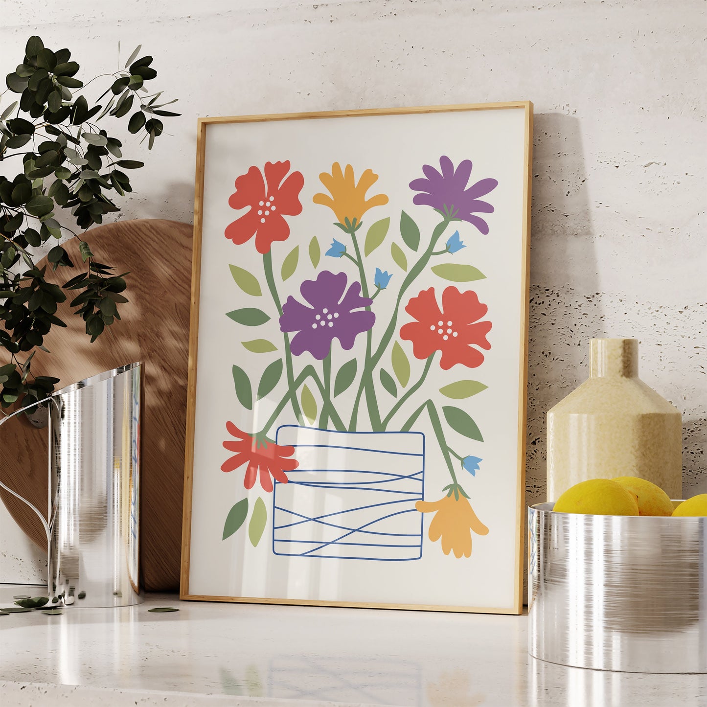 Floral Potted Plants Set