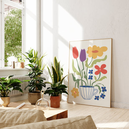 Floral Potted Plants Set