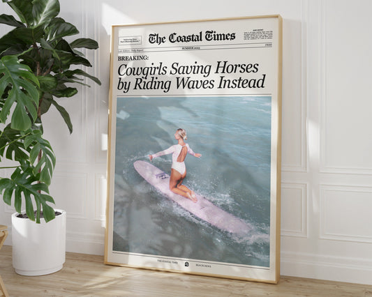 Coastal Cowgirl  Retro Newspaper