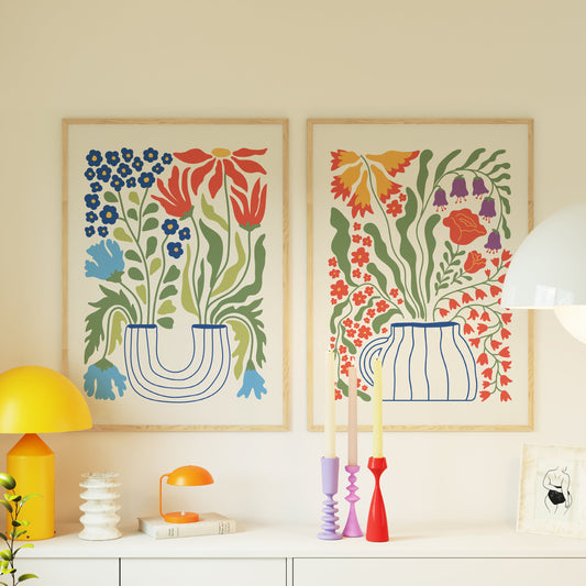 Scandinavian Floral Potted Plant Set