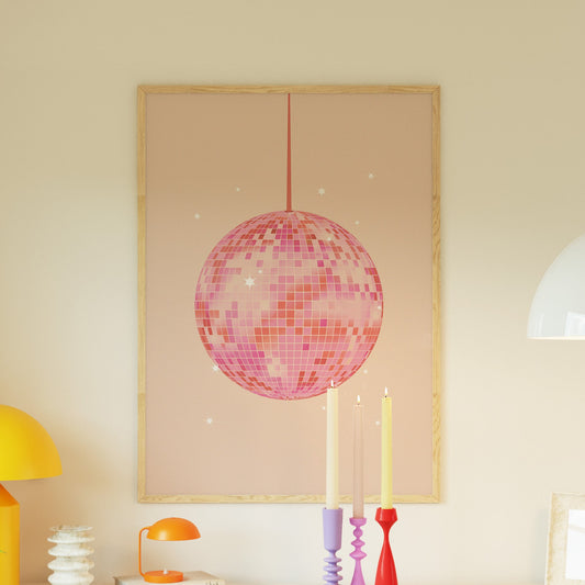 Pink Disco Ball Print