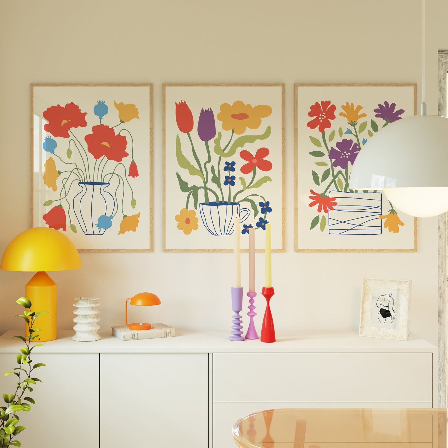 Floral Potted Plants Set