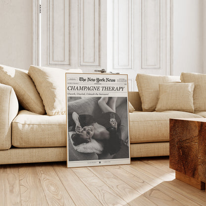 Champagne Newspaper Print