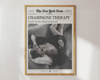 Champagne Newspaper Print