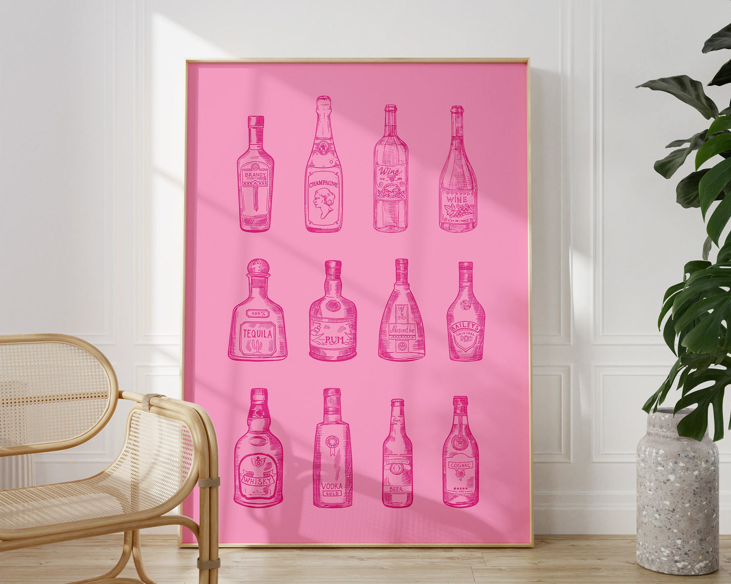 Preppy Pink Alcohol Bottles