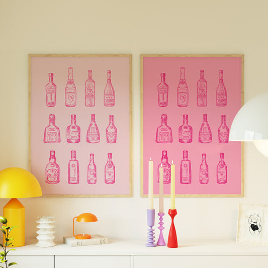 Preppy Pink Alcohol Bottles