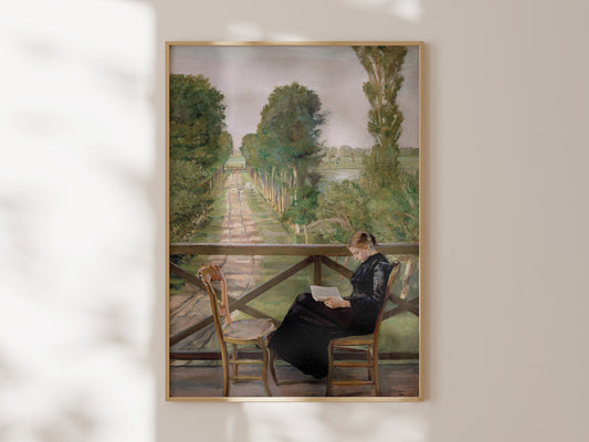 Woman Reading on Balcony