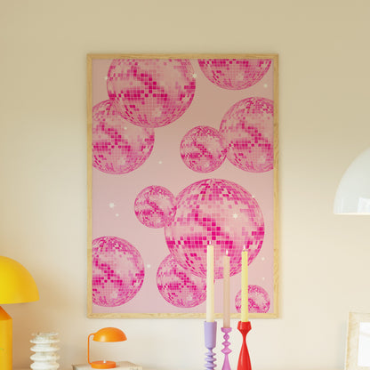 Hot Pink Disco Balls Set