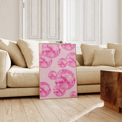 Hot Pink Disco Balls Set