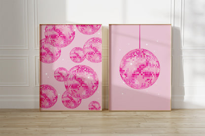 Hot Pink Disco Balls Set