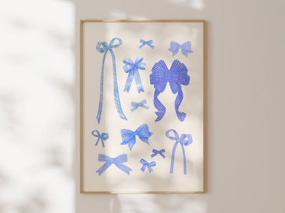 Watercolor Coquette Blue Bow Set