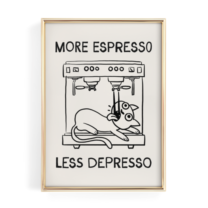 More Espresso Less Depresso Funny Cat Cafe