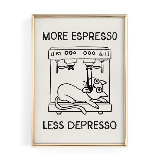 More Espresso Less Depresso Funny Cat Cafe